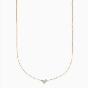 NEW Kendra Scott 14k Yellow Gold Pendant Heart Necklace in White Diamonds.